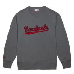 Apparel Mitchell & Ness Hoodies & Sweatshirts-Snow Washed Fleece Crew St. Louis Cardinals