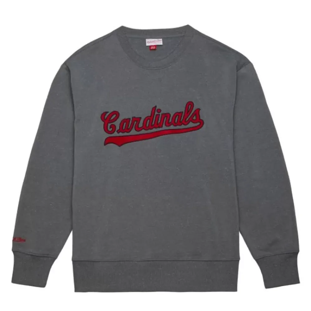 Apparel Mitchell & Ness Hoodies & Sweatshirts-Snow Washed Fleece Crew St. Louis Cardinals