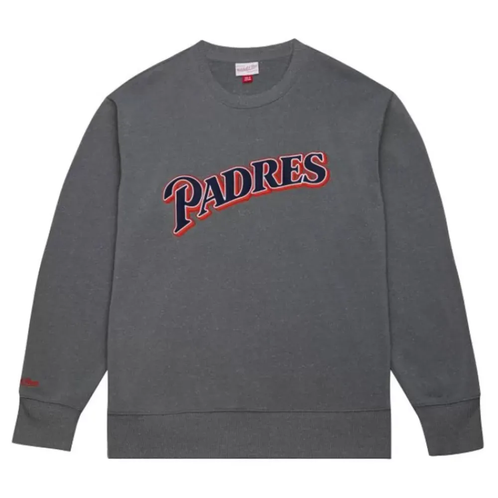 Apparel Mitchell & Ness Hoodies & Sweatshirts-Snow Washed Fleece Crew San Diego Padres