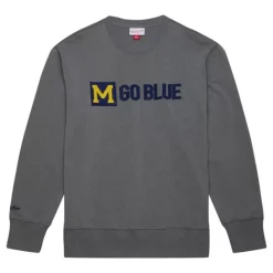 Apparel Mitchell & Ness Hoodies & Sweatshirts-Snow Washed Fleece Crew University Of Michigan