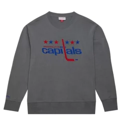 Apparel Mitchell & Ness Hoodies & Sweatshirts-Snow Washed Fleece Crew Washington Capitals