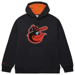 Apparel Mitchell & Ness Hoodies & Sweatshirts-Snow Washed Fleece Hoodie Vintage Logo Baltimore Orioles