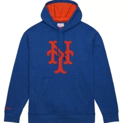Apparel Mitchell & Ness Hoodies & Sweatshirts-Snow Washed Fleece Hoodie Vintage Logo New York Mets