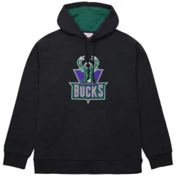 Apparel Mitchell & Ness Hoodies & Sweatshirts-Snow Washed Fleece Hoodie Milwaukee Bucks