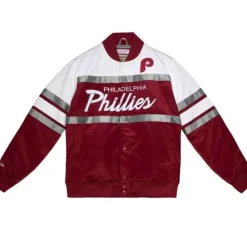 Apparel Mitchell & Ness Jackets & Outerwear-Special Script Heavyweight Satin Jacket Philadelphia Phillies