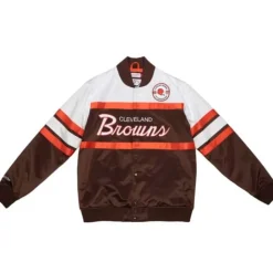 Apparel Mitchell & Ness Jackets & Outerwear-Special Script Heavyweight Satin Jacket Cleveland Browns