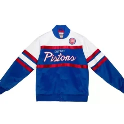 Apparel Mitchell & Ness Jackets & Outerwear-Special Script Heavyweight Satin Jacket Detroit Pistons
