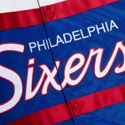 Apparel Mitchell & Ness Jackets & Outerwear-Special Script Heavyweight Satin Jacket Philadelphia 76Ers
