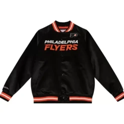 Apparel Mitchell & Ness Jackets & Outerwear-Special Script Light Weight Satin Jacket Philadelphia Flyers