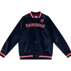 Apparel Mitchell & Ness Jackets & Outerwear-Special Script Light Weight Satin Jacket New York Rangers