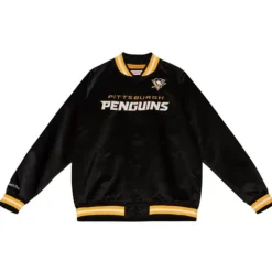 Apparel Mitchell & Ness Jackets & Outerwear-Special Script Light Weight Satin Jacket Pittsburgh Penguins