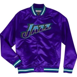 Apparel Mitchell & Ness Jackets & Outerwear-Special Script Lightweight Satin Jacket Utah Jazz