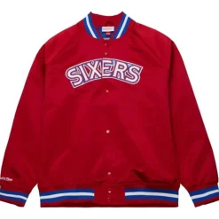 Apparel Mitchell & Ness Jackets & Outerwear-Special Script Lightweight Satin Jacket Philadelphia 76Ers