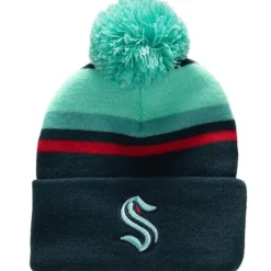 Headwear Mitchell & Ness -Stripe Pom Knit Seattle Kraken