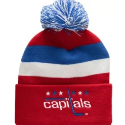 Headwear Mitchell & Ness -Stripe Pom Knit Washington Capitals