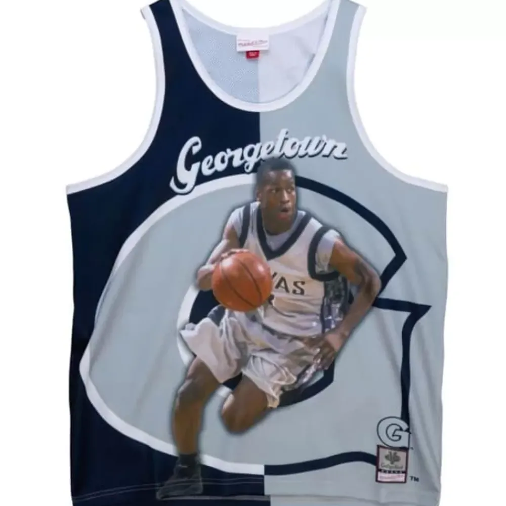 Apparel Mitchell & Ness T-Shirts & Tops-Sublimated Player Tank Georgetown University Allen Iverson