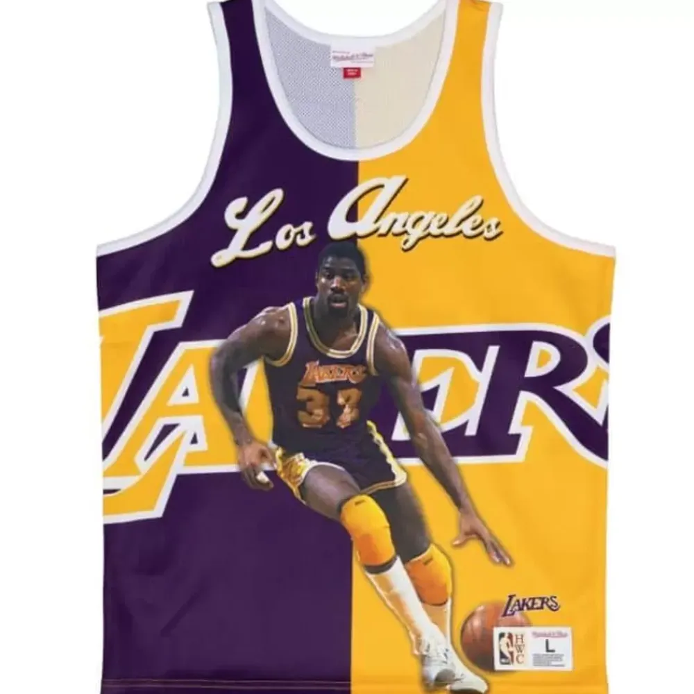 Apparel Mitchell & Ness T-Shirts & Tops-Sublimated Player Tank Los Angeles Lakers Magic Johnson
