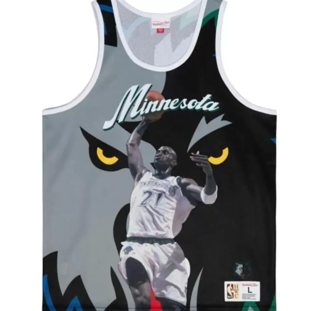 Apparel Mitchell & Ness T-Shirts & Tops-Sublimated Player Tank Minnesota Timberwolves Kevin Garnett