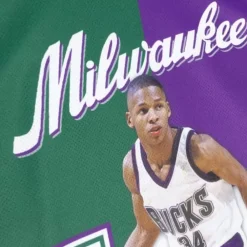 Apparel Mitchell & Ness T-Shirts & Tops-Sublimated Player Tank Milwaukee Bucks Ray Allen