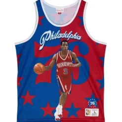 Apparel Mitchell & Ness T-Shirts & Tops-Sublimated Player Tank Philadelphia 76Ers Allen Iverson