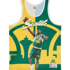 Apparel Mitchell & Ness T-Shirts & Tops-Sublimated Player Tank Seattle Supersonics Shawn Kemp