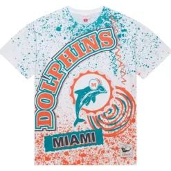 Apparel Mitchell & Ness T-Shirts & Tops-Team Burst Sublimated S/S Tee Miami Dolphins