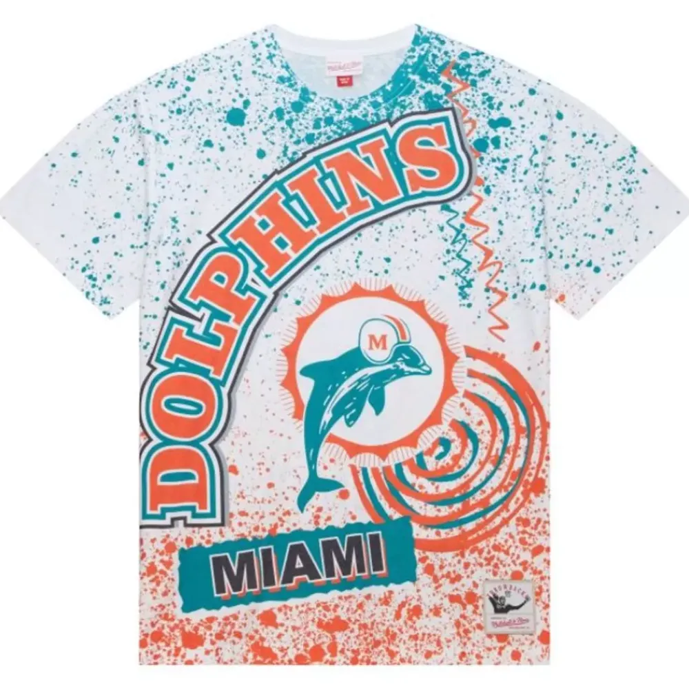 Apparel Mitchell & Ness T-Shirts & Tops-Team Burst Sublimated S/S Tee Miami Dolphins