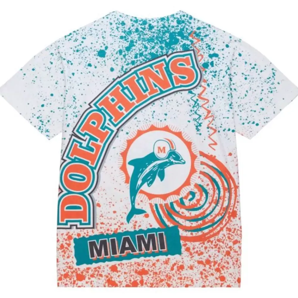 Apparel Mitchell & Ness T-Shirts & Tops-Team Burst Sublimated S/S Tee Miami Dolphins