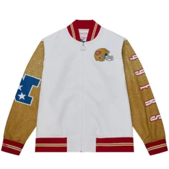 Apparel Mitchell & Ness Jackets & Outerwear-Team Burst Warm Up Jacket San Francisco 49Ers