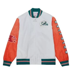 Apparel Mitchell & Ness Jackets & Outerwear-Team Burst Warm Up Jacket Miami Dolphins