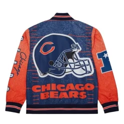 Apparel Mitchell & Ness Jackets & Outerwear-Team Burst Warm Up Jacket Chicago Bears