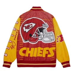 Apparel Mitchell & Ness Jackets & Outerwear-Team Burst Warm Up Jacket Kansas City Chiefs