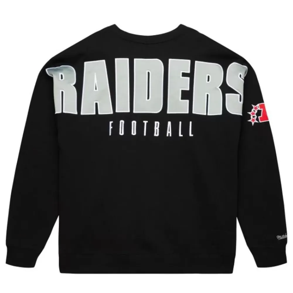 Apparel Mitchell & Ness Hoodies & Sweatshirts-Team First Satin Fleece Crew Oakland Raiders