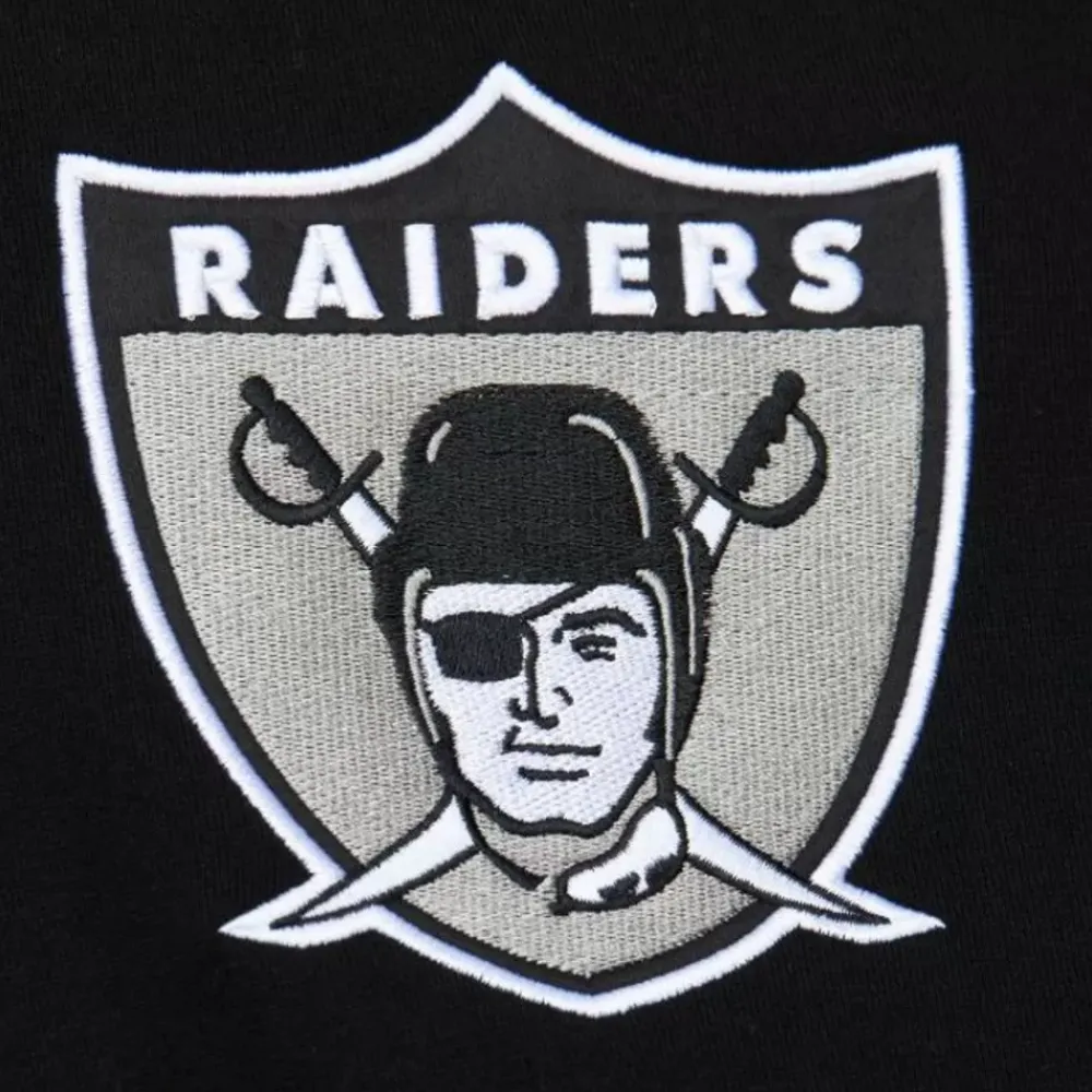 Apparel Mitchell & Ness Hoodies & Sweatshirts-Team First Satin Fleece Crew Oakland Raiders