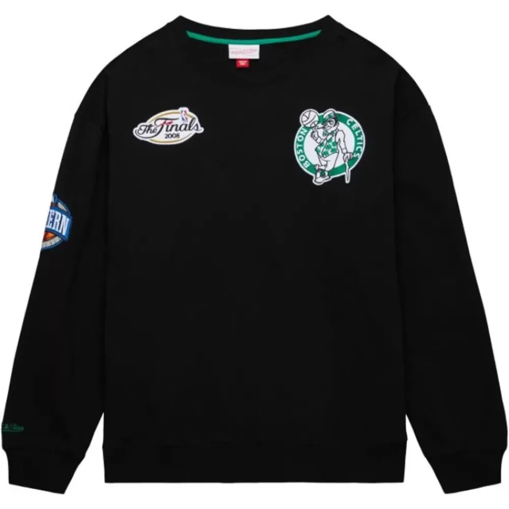 Apparel Mitchell & Ness Hoodies & Sweatshirts-Team First Satin Fleece Crew Boston Celtics