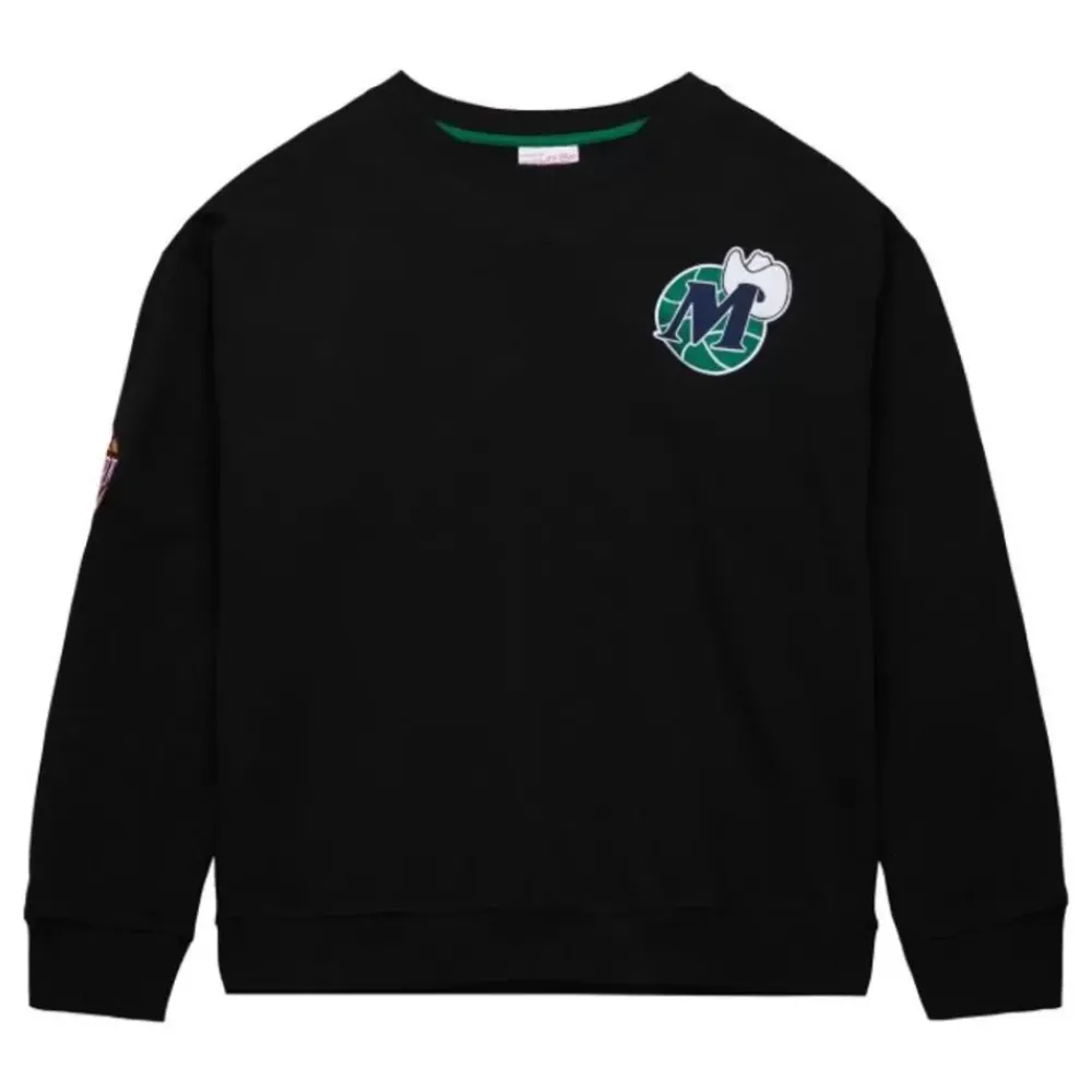 Apparel Mitchell & Ness Hoodies & Sweatshirts-Team First Satin Fleece Crew Dallas Mavericks