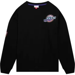 Apparel Mitchell & Ness Hoodies & Sweatshirts-Team First Satin Fleece Crew Utah Jazz