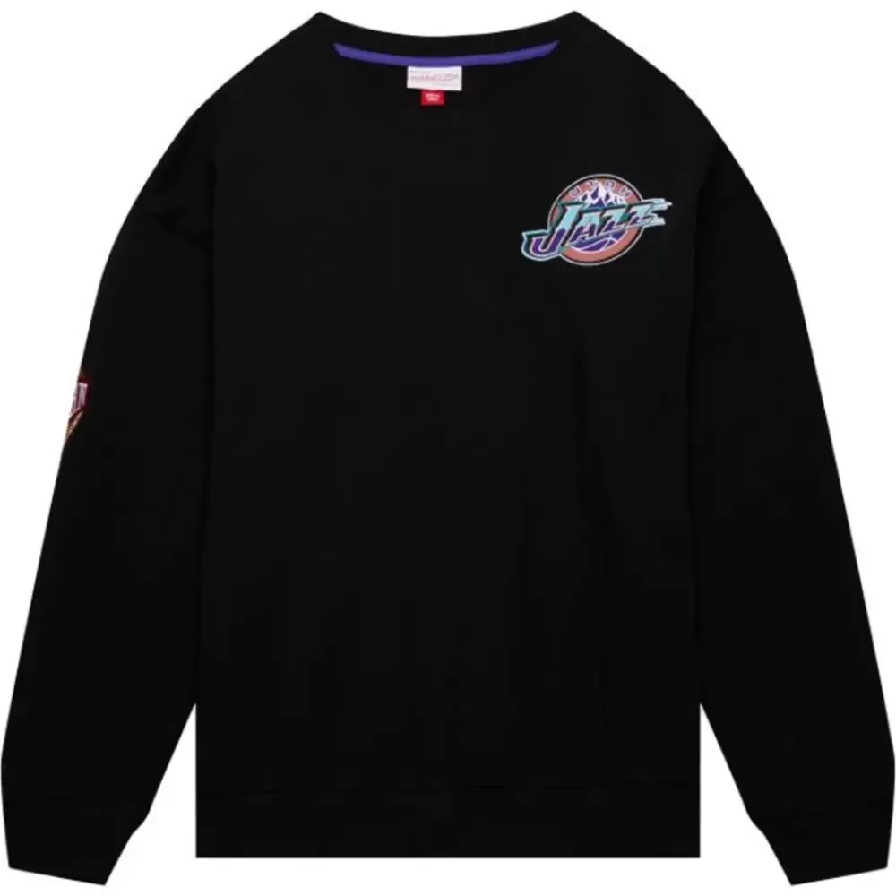 Apparel Mitchell & Ness Hoodies & Sweatshirts-Team First Satin Fleece Crew Utah Jazz