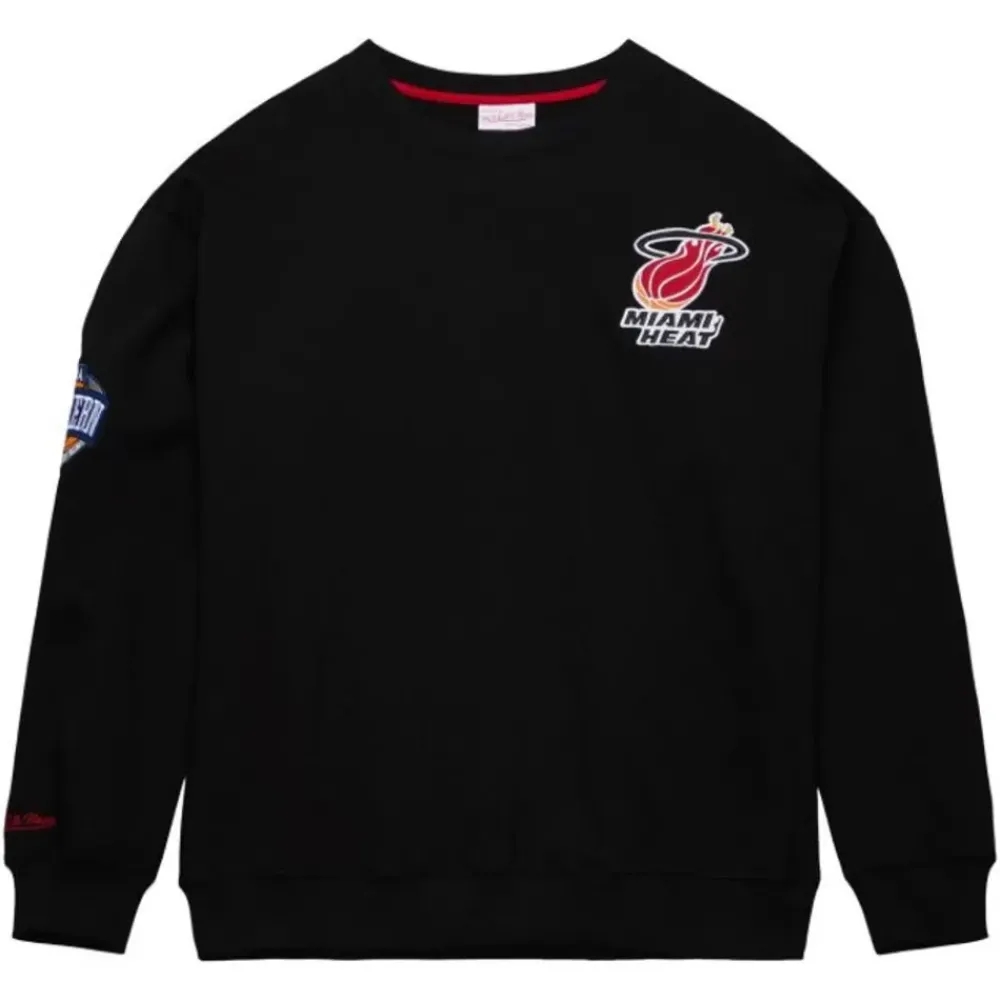 Apparel Mitchell & Ness Hoodies & Sweatshirts-Team First Satin Fleece Crew Miami Heat