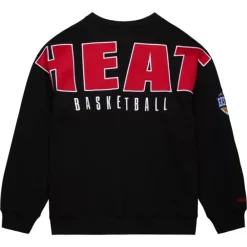 Apparel Mitchell & Ness Hoodies & Sweatshirts-Team First Satin Fleece Crew Miami Heat