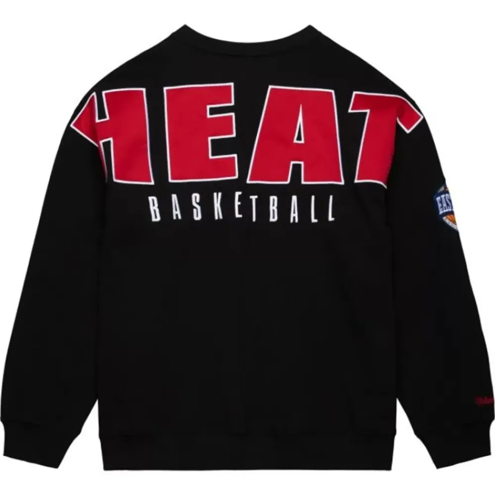 Apparel Mitchell & Ness Hoodies & Sweatshirts-Team First Satin Fleece Crew Miami Heat