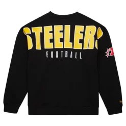 Apparel Mitchell & Ness Hoodies & Sweatshirts-Team First Satin Fleece Crew Pittsburgh Steelers