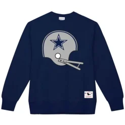 Apparel Mitchell & Ness Hoodies & Sweatshirts-Team Helmet 3 Crew Dallas Cowboys