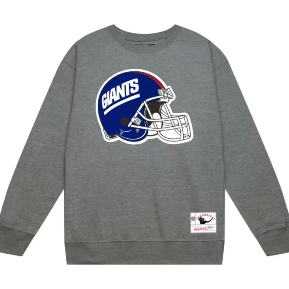 Apparel Mitchell & Ness Hoodies & Sweatshirts-Team Helmet 3 Crew New York Giants