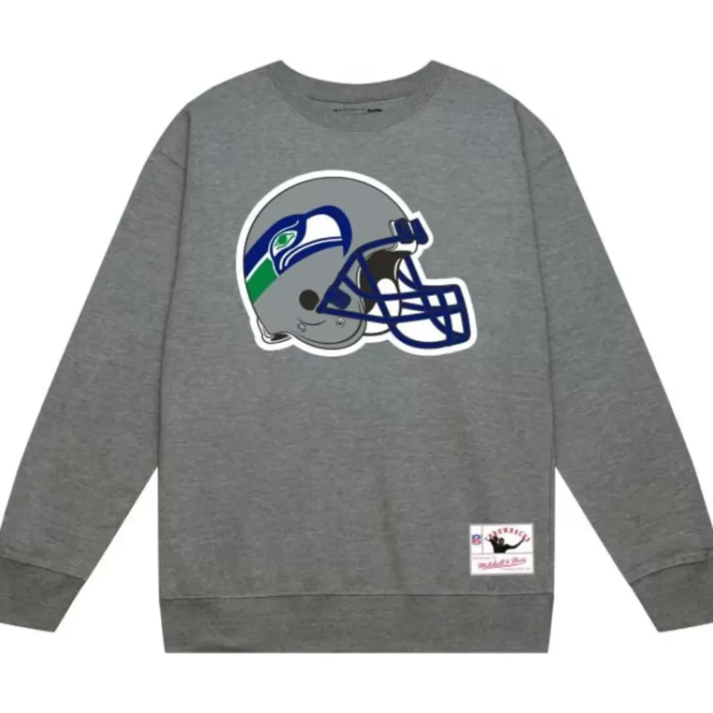 Apparel Mitchell & Ness Hoodies & Sweatshirts-Team Helmet Crew Seattle Seahawks