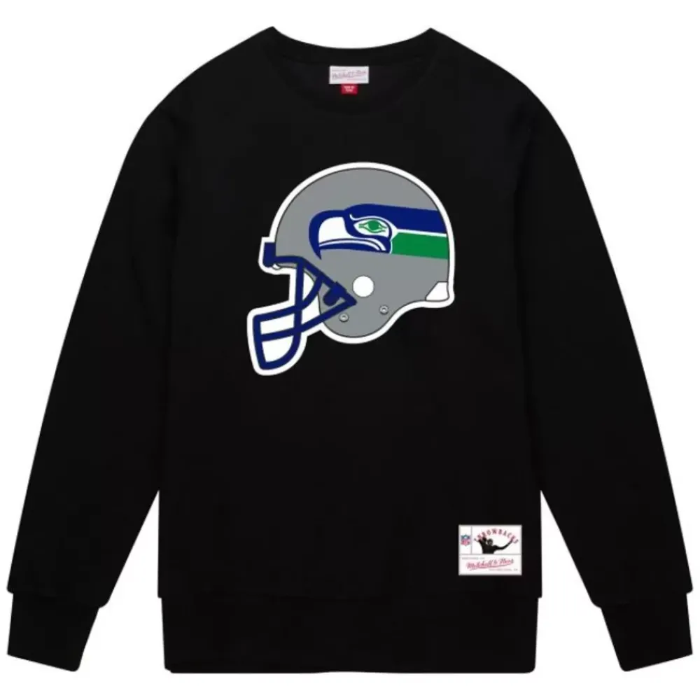 Apparel Mitchell & Ness Hoodies & Sweatshirts-Team Helmet Crew Seattle Seahawks