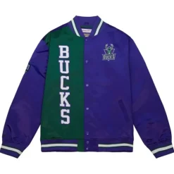 Apparel Mitchell & Ness Jackets & Outerwear-Team Og 2.0 Lightweight Satin Jacket Milwaukee Bucks