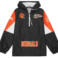 Apparel Mitchell & Ness Jackets & Outerwear-Team Origins Pullover Anorak Cincinnati Bengals