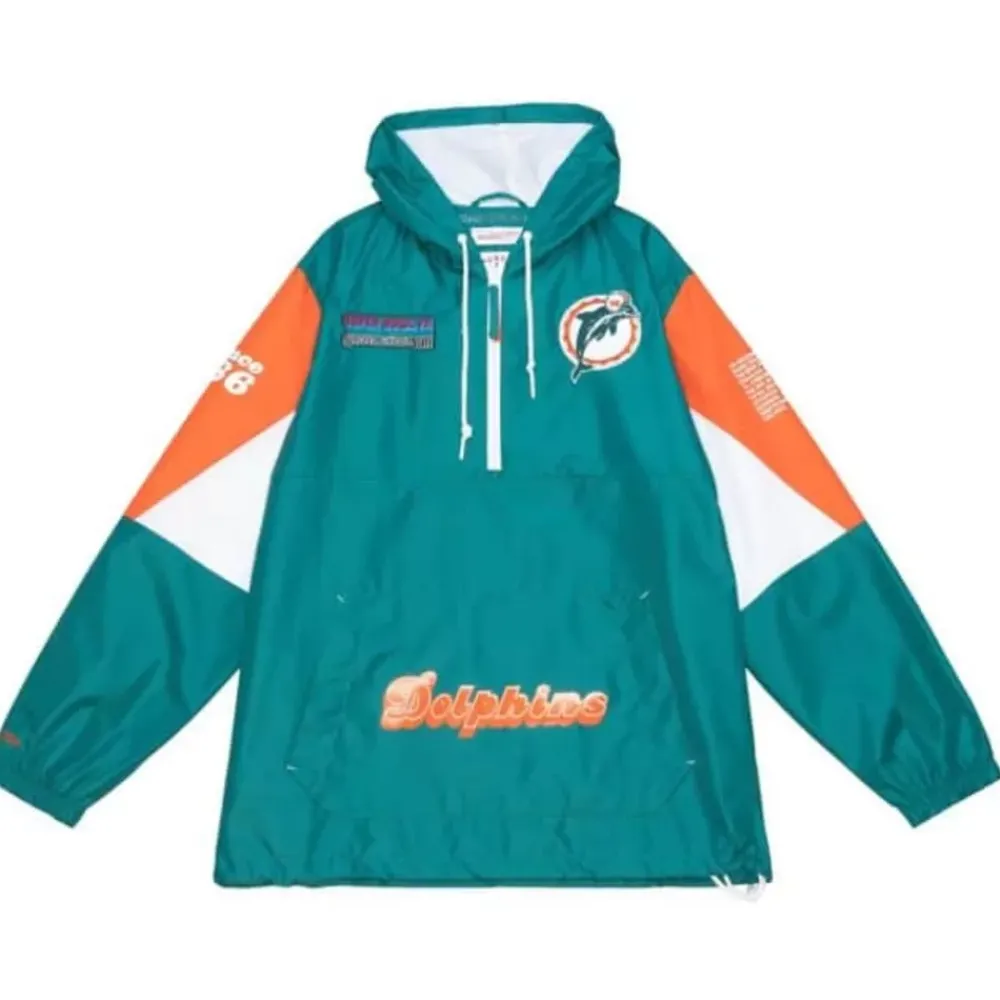 Apparel Mitchell & Ness Jackets & Outerwear-Team Origins Pullover Anorak Miami Dolphins