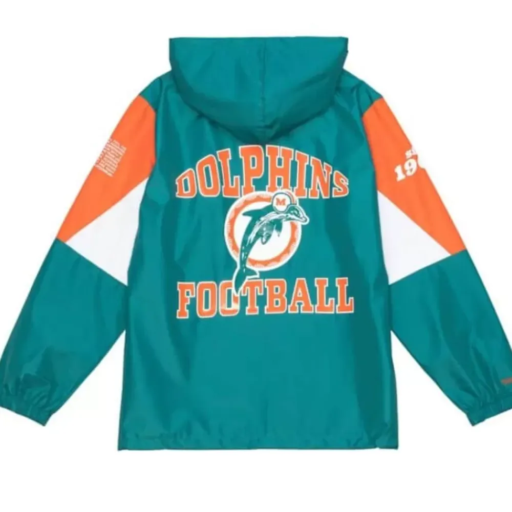 Apparel Mitchell & Ness Jackets & Outerwear-Team Origins Pullover Anorak Miami Dolphins